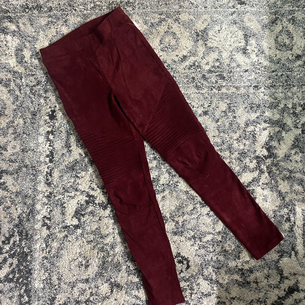 Burgundy High-Rise Microsuede Jeggings NWT